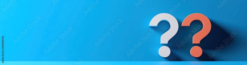 Modern Minimalist Design with Overlapping Question Marks on Vibrant Blue Background Modern Minimalist Design with Overlapping Question Marks on Vibrant Blue Background