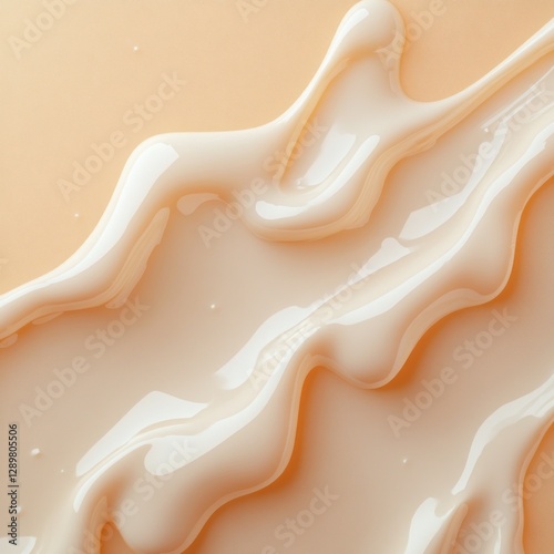 Flowing Cream Abstract Background for Makeup and Cosmetics Closeup with Copy Space