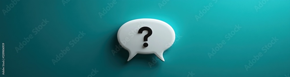 Minimalist Design Question Mark on Teal Background with Soft Shadows for Business Support Concept Minimalist Design Question Mark on Teal Background with Soft Shadows for Business Support Concept