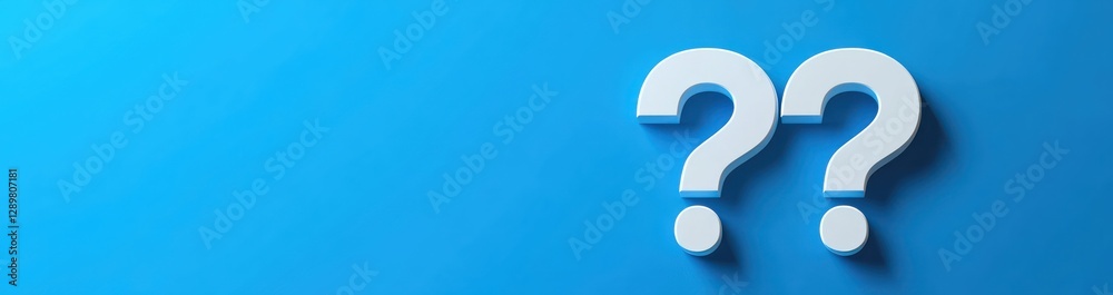 Business Support Concept with Question Marks in a Minimalist Design on a Blue Background Business Support Concept with Question Marks in a Minimalist Design on a Blue Background
