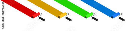 paint roller applying a coat, painting the wall, construction, renovation, or painting projects vector