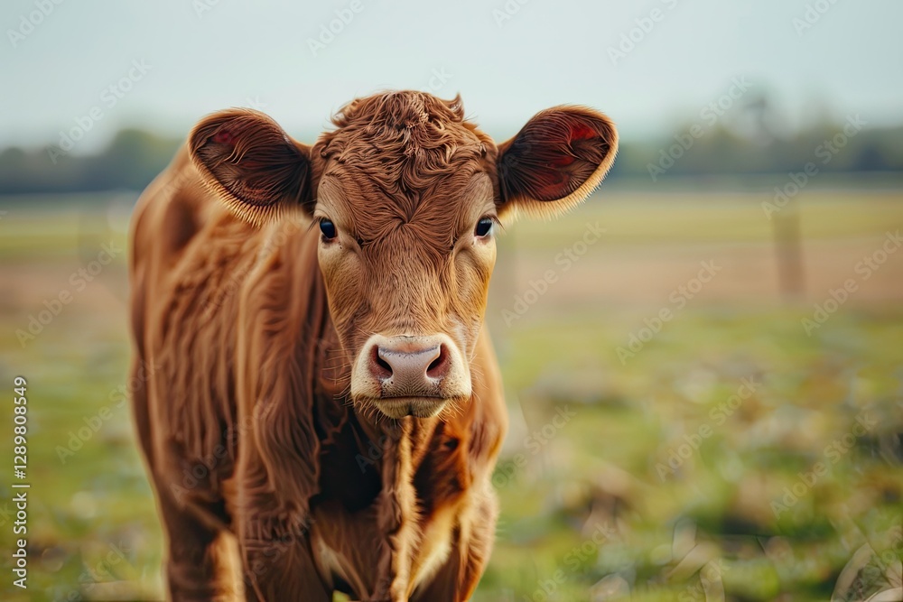 Ultra Quality Image of Calf Brown on Ranch Standing Looking at the Camera Ultra Quality Image of Calf Brown on Ranch Standing Looking at the Camera