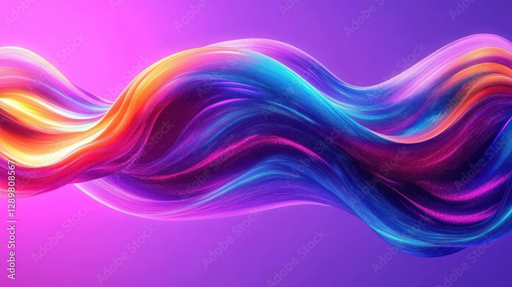 Fototapeta premium Vibrant Abstract Wave Design in Neon Pink Purple and Blue Gradient