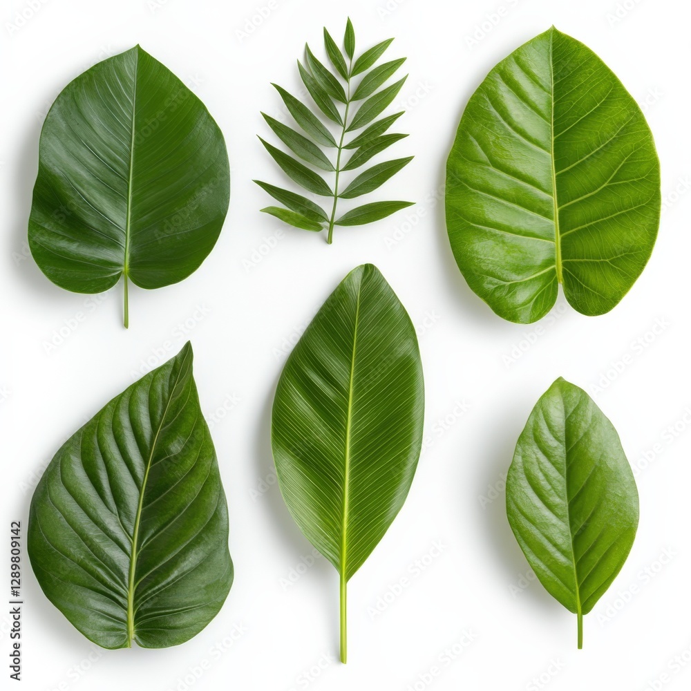Obraz premium collection of vibrant green leaves on white background