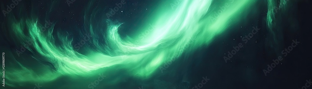 Ethereal Green Aurora Dancing Across a Starry Night Sky with Celestial Wonders Ethereal Green Aurora Dancing Across a Starry Night Sky with Celestial Wonders
