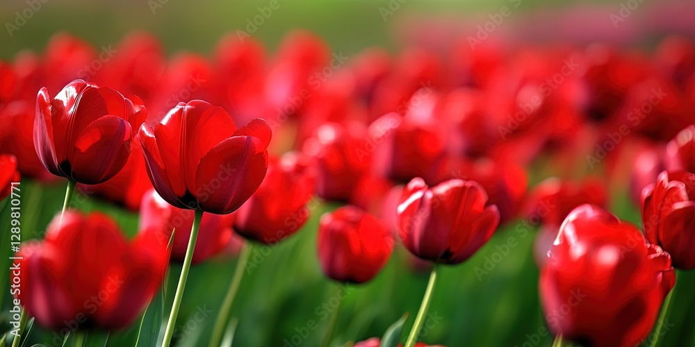 Fototapeta premium netherlands tourism concept with red tulips