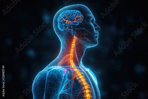3D Rendering of Esophagus Anatomy in Male Body Contours Digestive System Medical Illustration