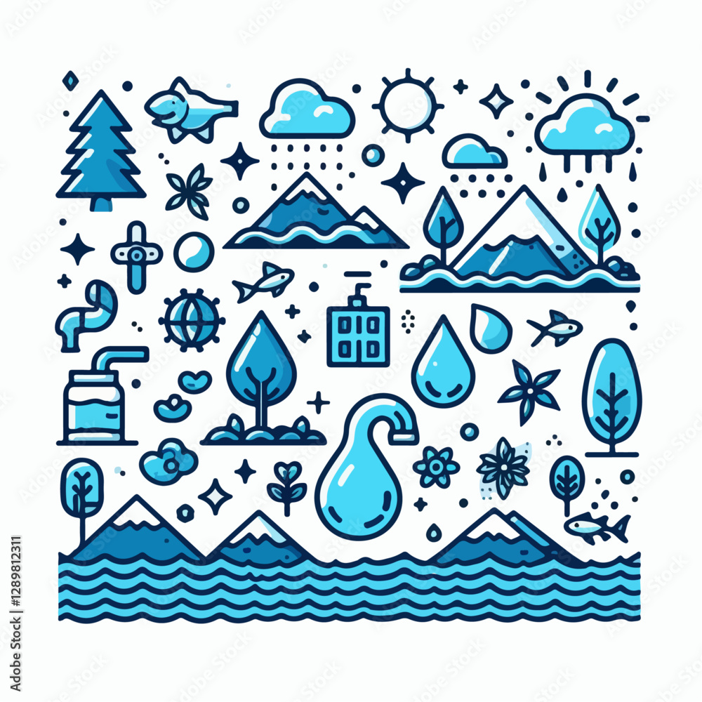 custom made wallpaper toronto digitalvector illustration of water from the mountains
