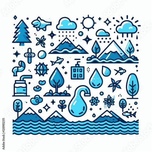 Wallpaper Mural vector illustration of water from the mountains Torontodigital.ca