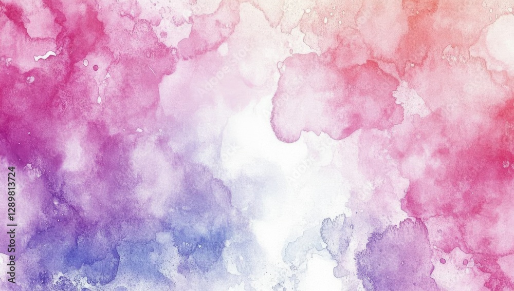 Fototapeta premium Abstract watercolor brushstrokes in shades of pink, purple, and blue, creating a soft and smooth texture