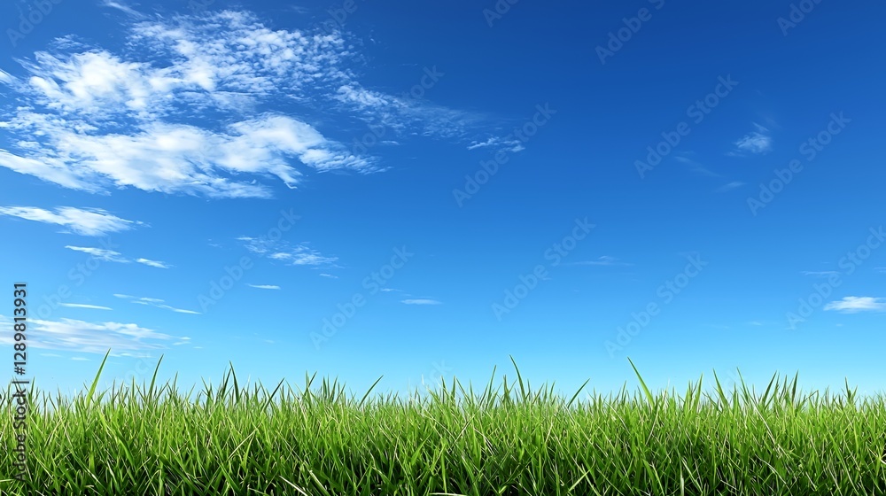 Vibrant Green Grass Field Under a Clear Blue Sky Vibrant Green Grass Field Under a Clear Blue Sky