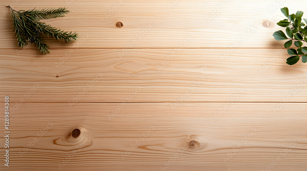 Rustic Wooden Background with Greenery Rustic Wooden Background with Greenery