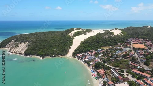 Aerial view of Ponta Negra beach, Morro do Careca, in Natal, Rio Grande do Norte, Brazil.