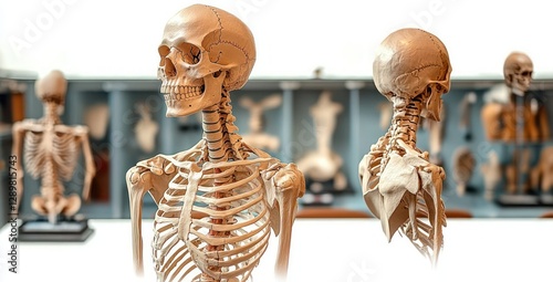 Detailed Human Skeletal Model with Axial Bones and Anatomical Accuracy in 3D Rendering