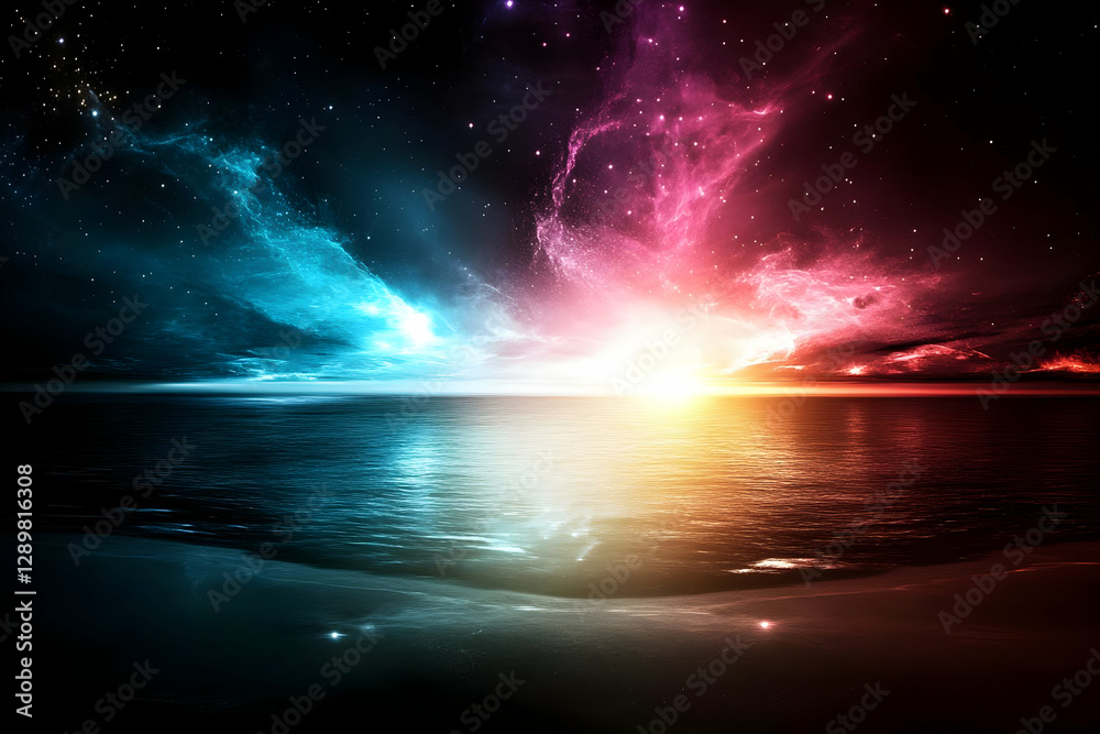 Fototapeta premium Cosmic Seascape: Abstract Ocean Background