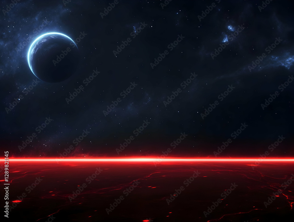 Obraz premium Alien Planet Landscape, Red Surface, Space Background Illustration