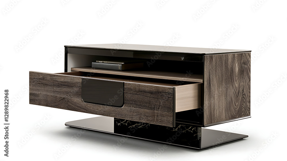 A wooden table with a drawer and a shelf. generated using AI A wooden table with a drawer and a shelf. generated using AI