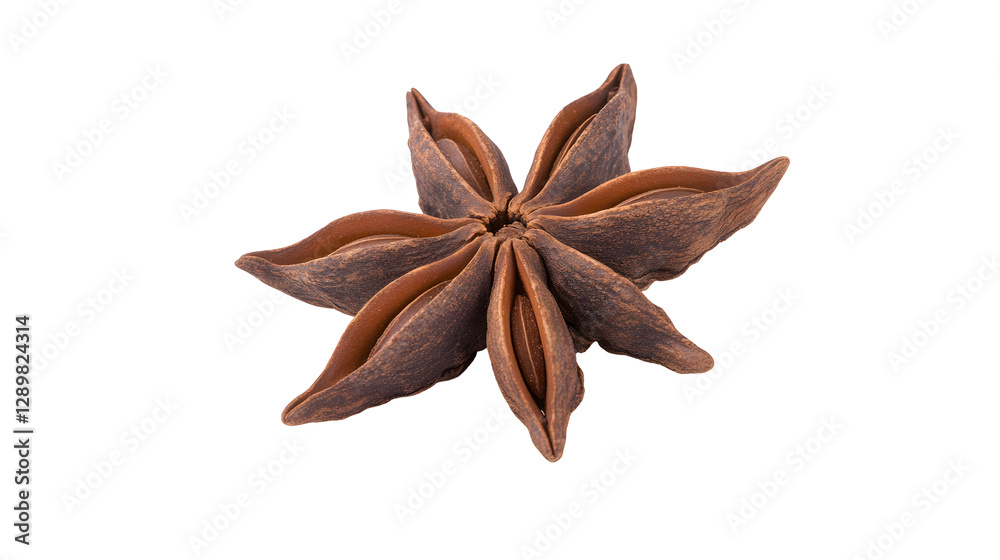 Isolated star anise on a transparent background showcasing its unique shape and texture Isolated star anise on a transparent background showcasing its unique shape and texture