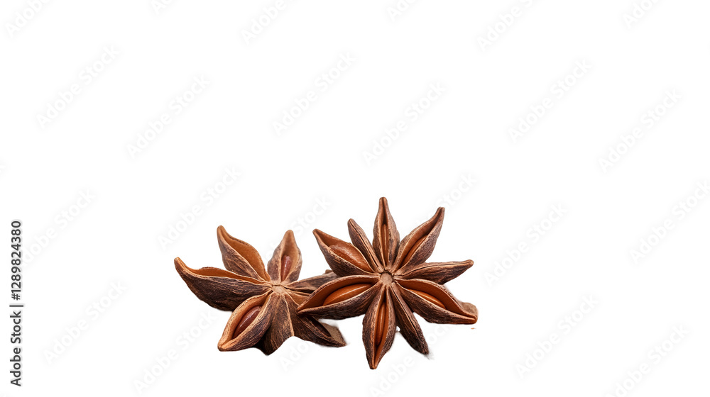Detailed view of star anise spice, aromatic ingredient used in culinary practices Detailed view of star anise spice, aromatic ingredient used in culinary practices