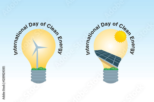 International Day of Clean Energy. Vector illustration of environmentally friendly energy from nature