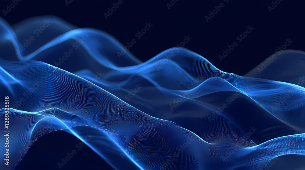 Obraz premium Abstract blue and dark wave lines with depth