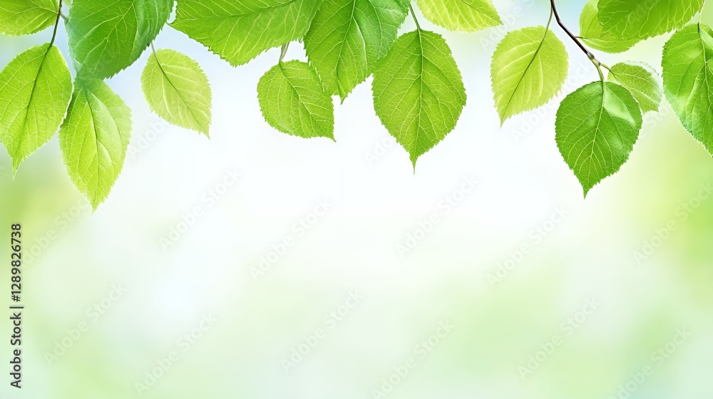 Vibrant Green Leaves Border on a Soft Green Background Vibrant Green Leaves Border on a Soft Green Background