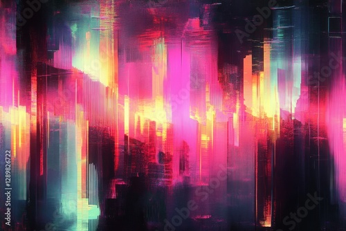 Wallpaper Mural Vibrant Abstract Glitch Art Background with Neon Colors and Dynamic Patterns Torontodigital.ca