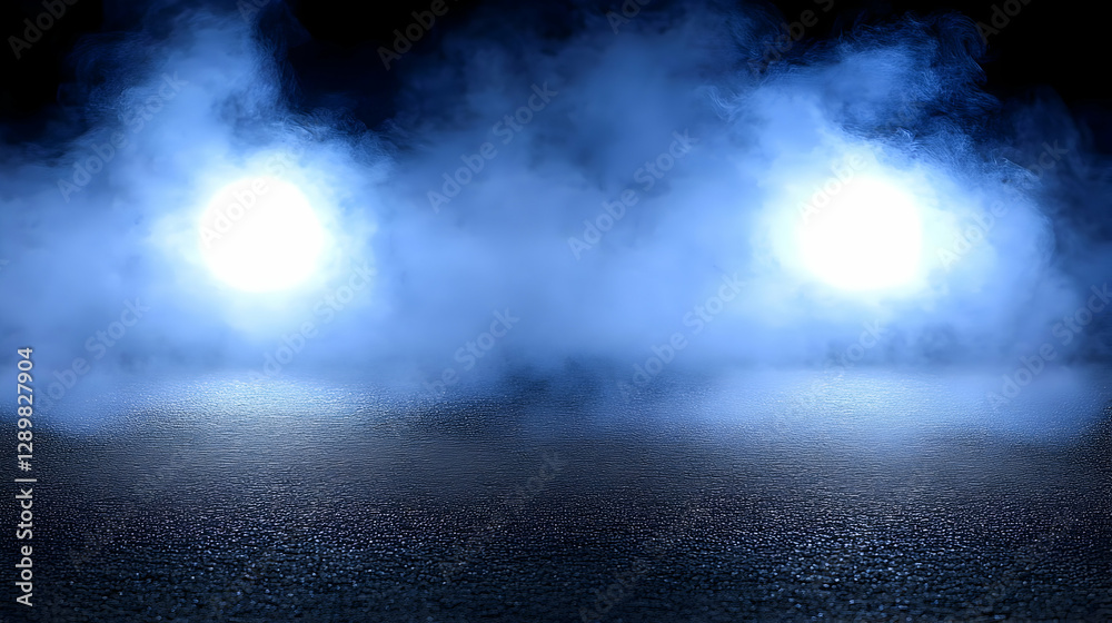 Obraz premium Blue Foggy Night Abstract Background