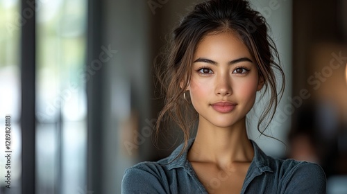 Wallpaper Mural Confident female professional in a modern office, embodying focus and determination. Torontodigital.ca