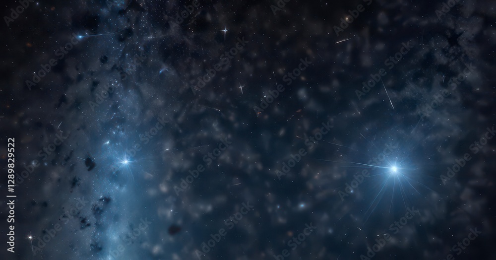 Obraz premium Sparkling starfield against a deep blue background, space scene, stars