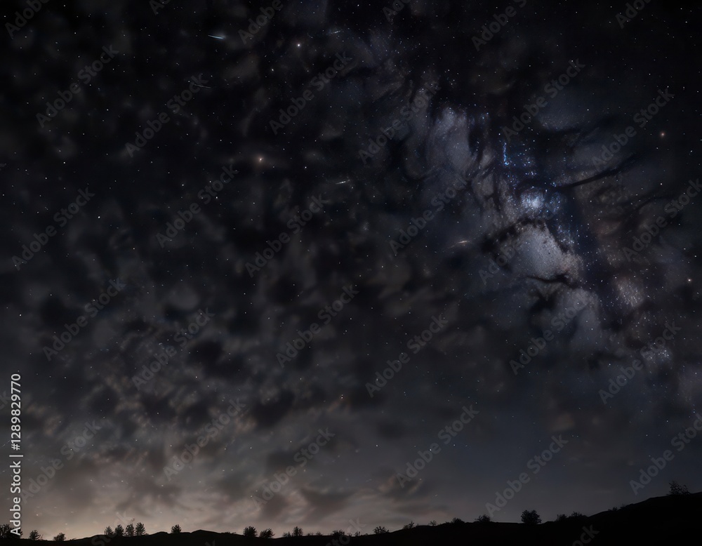 Obraz premium Sparkling stars against a deep black canvas of the night sky, galaxy, shine