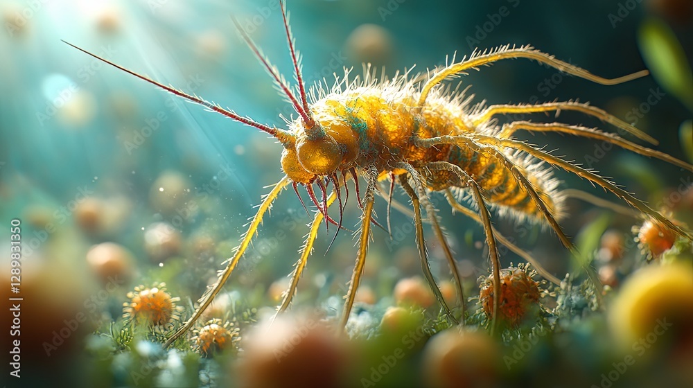 Naklejka premium Giant phage battles bacteria, showcasing the potential of innovative antibiotic strategies.