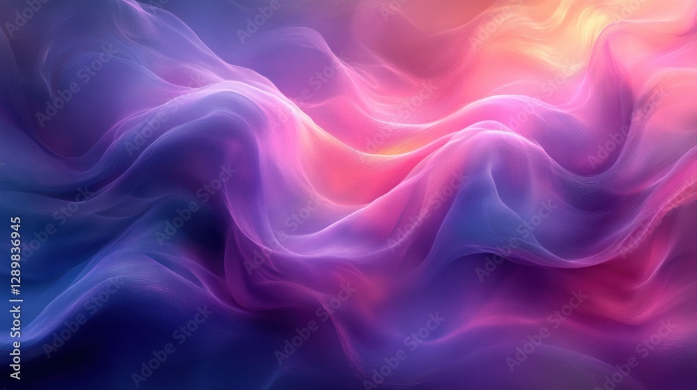 Fototapeta premium Vibrant Abstract Holographic Background with Twisted Fluid Shapes and Swirling Purple Blue Tones
