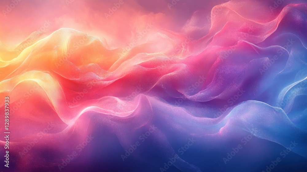 Fototapeta premium Vibrant Abstract Wave Design with Neon Pink Purple Blue Gradient and Soft Lighting