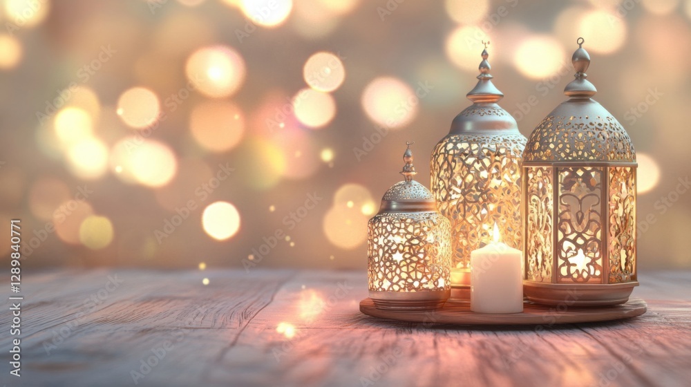 Elegant Lanterns Illuminating a Soft Background with Warm Glow Elegant Lanterns Illuminating a Soft Background with Warm Glow