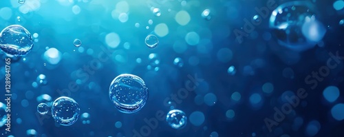 Wallpaper Mural A serene underwater scene featuring shimmering bubbles suspended in a tranquil blue environment. Torontodigital.ca