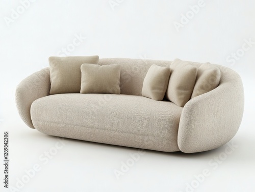 3D Render of a Minimalist Beige Sofa
