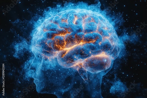 3D Rendering of Human Brain and Limbic System Anatomy with Olfactory Nerve and Neural Pathways Illustration