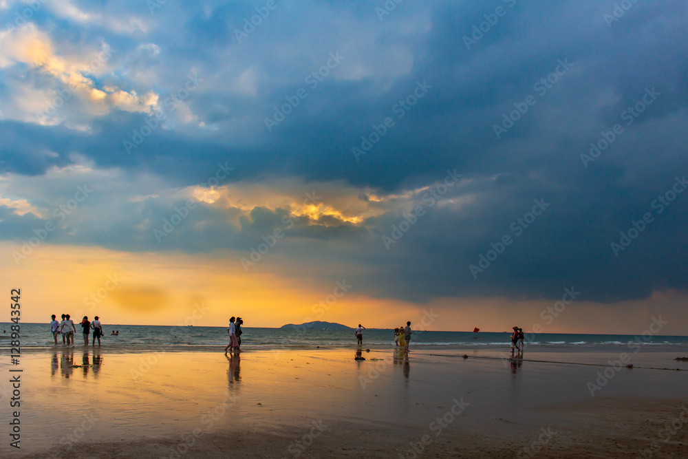 sunset on the beach. a person who appreciates beautiful scenes on the beach at sunset sunset on the beach. a person who appreciates beautiful scenes on the beach at sunset