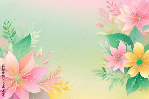 Soft pastel flowers in dreamy floral background.