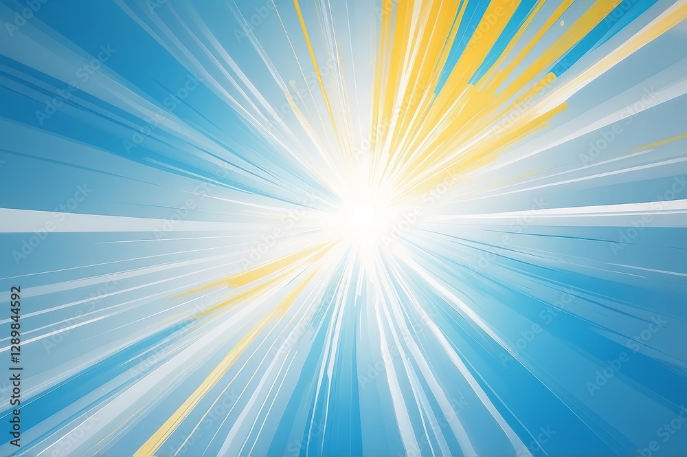 Obraz premium Abstract light burst background with glowing blue, yellow and white.