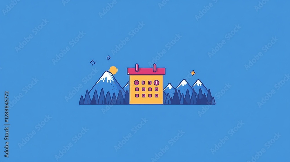 Fototapeta premium A flat design of a calendar with a deadline date marked in red.