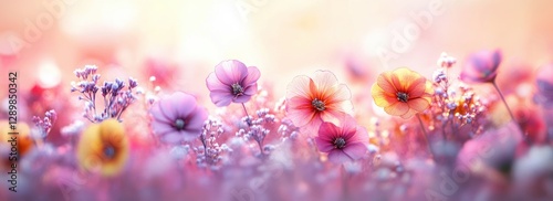 Floral composition of pastel flowers illuminated by sunlight for spring celebrations and occasions