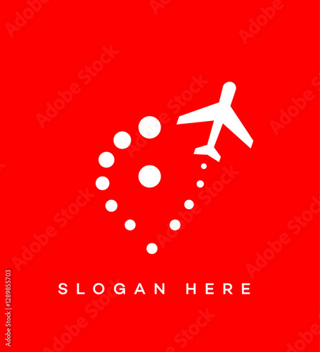 Travel Agency Logo Design Airplane, Journey, Dots, Route, Destination