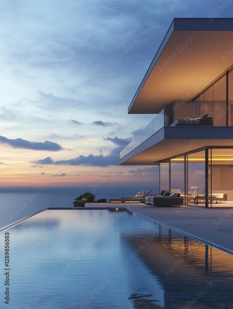 Fototapeta premium A luxurious dream home with a modern minimalist design