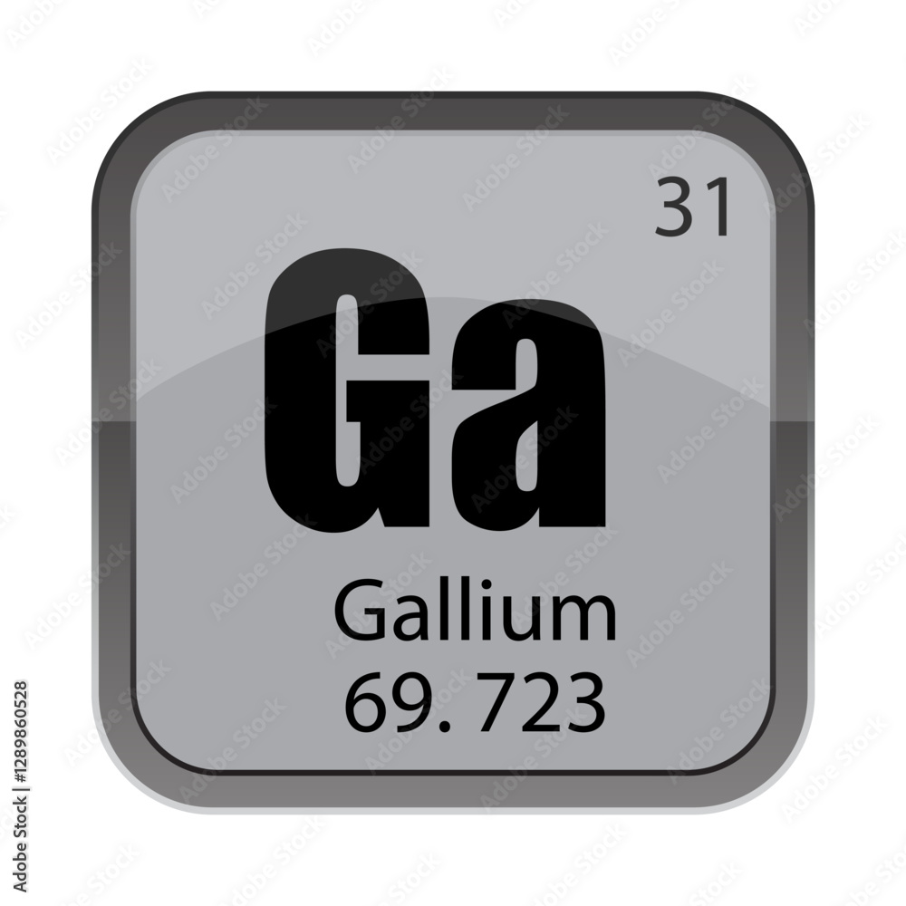 Gallium Ga icon. Number thirty one. Mass 69.723 detail. Sixty nine point seven two three. Gallium Ga icon. Number thirty one. Mass 69.723 detail. Sixty nine point seven two three.