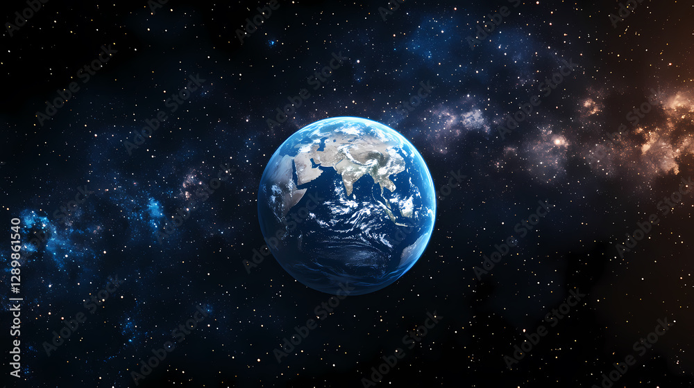 Fototapeta premium Earth from space with stars and galaxy