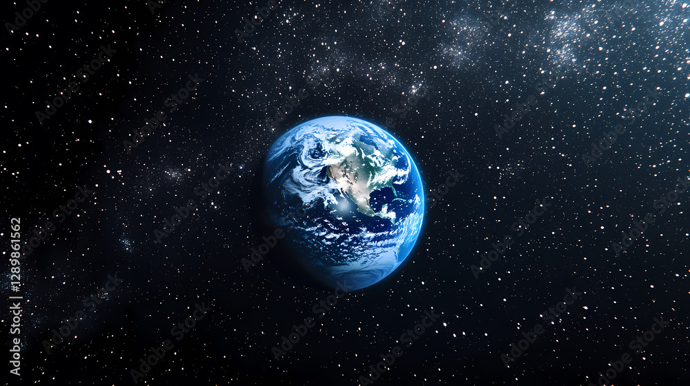 Fototapeta premium Earth from space with blue and white tones