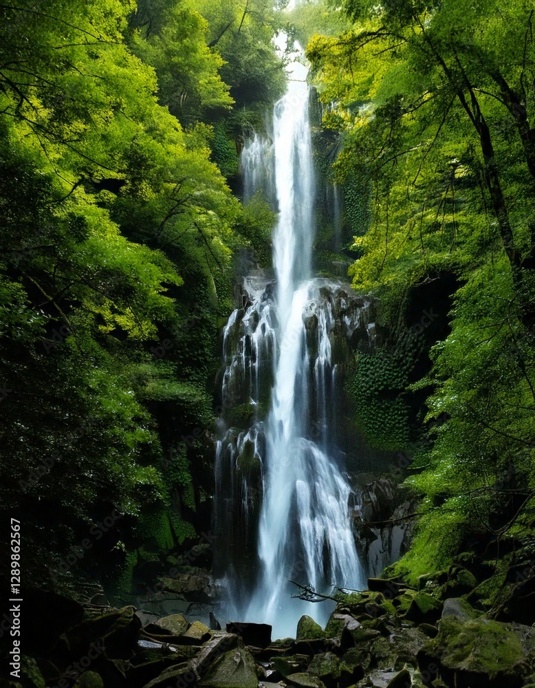 Waterfall in the Middle of Dense Forest Waterfall in the Middle of Dense Forest