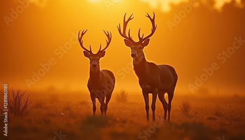 Red Deer in morning Sun.
